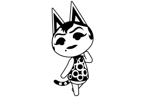 Stylized Cartoon Cat with a Dress and a Pose