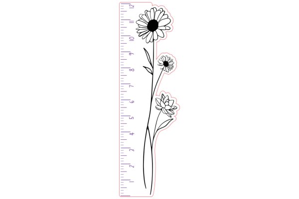 A Whimsical Measurement: A Flowery Ruler with a Purple Outline