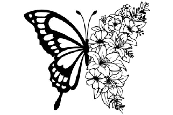 Elegant Butterfly and Flower Silhouette