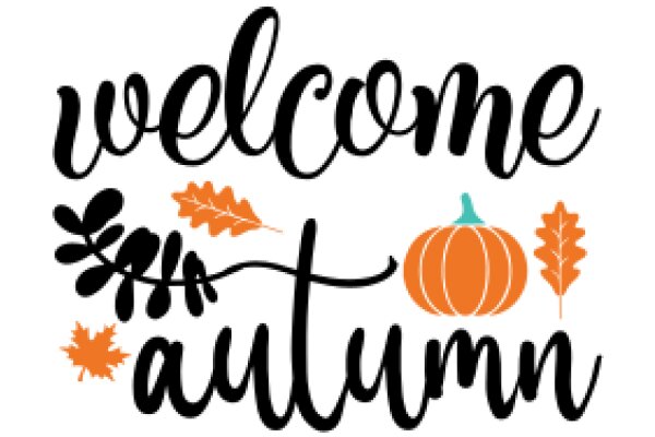 Autumn Welcome Sign with Pumpkins and Leaves