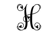 Elegant Monogram Design: A Stylish Letter 'H' with Swirling Decorations