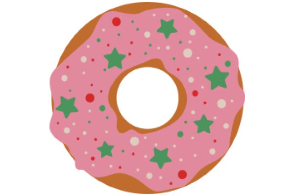 A Delightful Pink Donut with Sprinkles and Stars