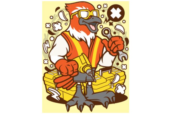 Mechanic Bird: A Whimsical Illustration of a Bird with a Toolbox and Goggles