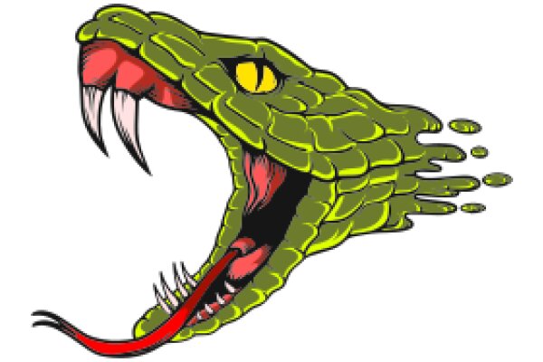 Vivid Illustration of a Snake with a Red Tongue and Yellow Eyes