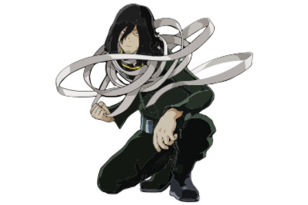 Anime Character with a Twist: A Person with a Spool of Ribbon