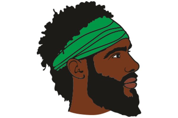 Stylized Portrait of a Man with a Beard and Green Headband