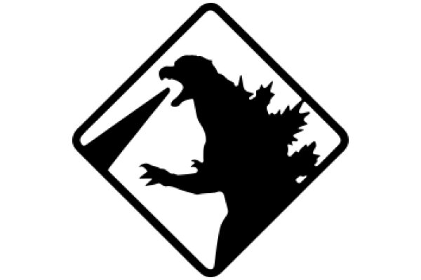 Giant Godzilla-like Creature Silhouette with a Sign