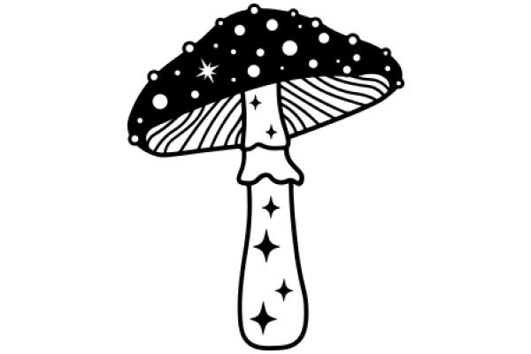 A Whimsical Illustration of an Asteroid-Studded Mushroom