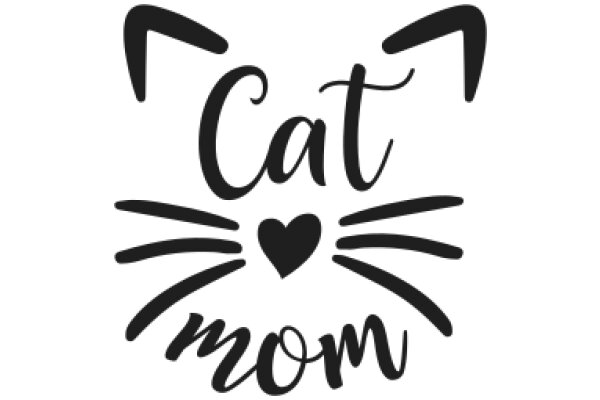 Cute Cat Logo with Heart and Text