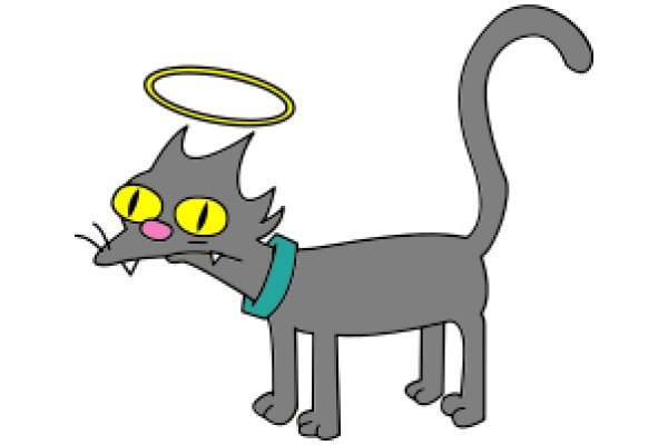 A Whimsical Feline with a Halo: A Cartoon Character with a Playful Twist