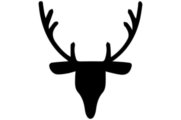 Stylized Black Silhouette of a Deer's Head and Antlers