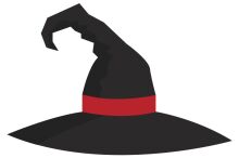 Stylized Black Wizard's Hat with Red Belt