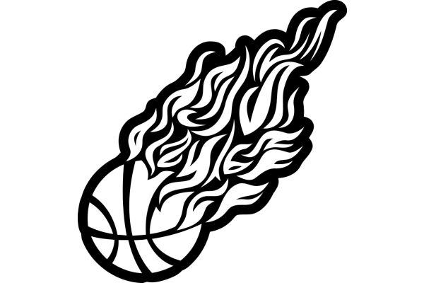 Stylized Basketball with Flames Design