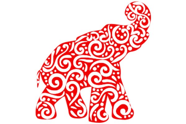 Vibrant Red and White Patterned Elephant