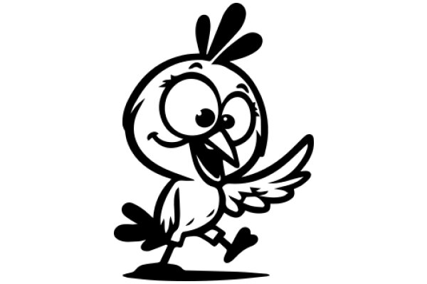 Charming Cartoon Chicken with a Smile and Wings