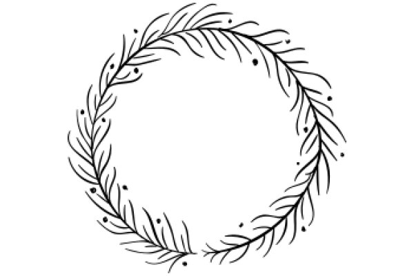 Stylized Line Art of a Leafy Branch