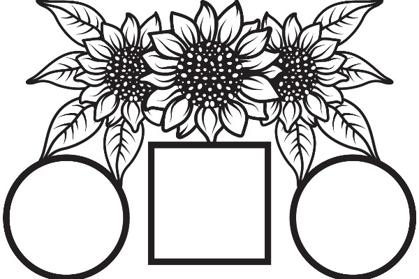 Stylized Floral Decoration with Geometric Shapes