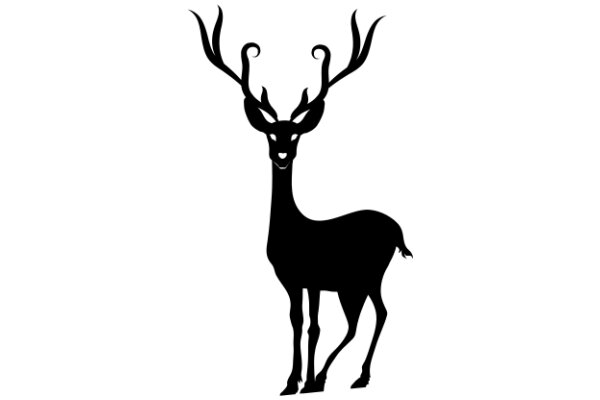 Stylized Silhouette of a Deer with Antlers