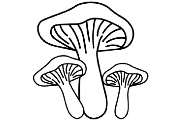 Simplistic Line Drawing of a Mushroom