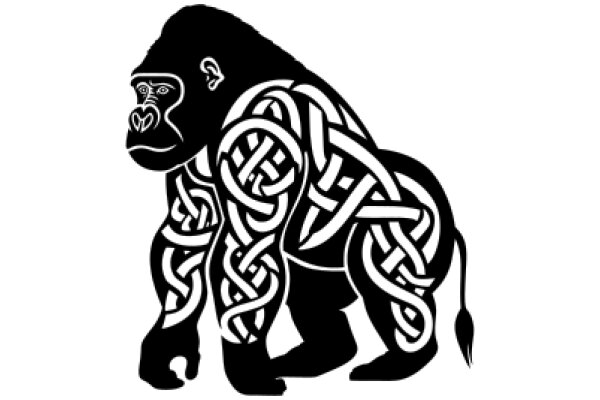 Stylized Illustration of a Gorilla with Intricate Designs