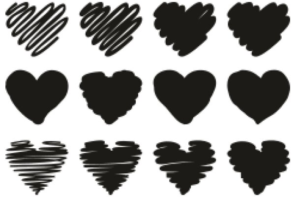 A Collection of Black Heart Symbols in Various Styles