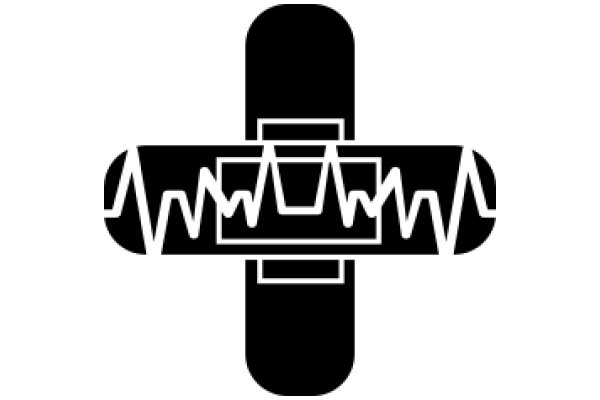 Electronic Heartbeat Icon with Cross Design