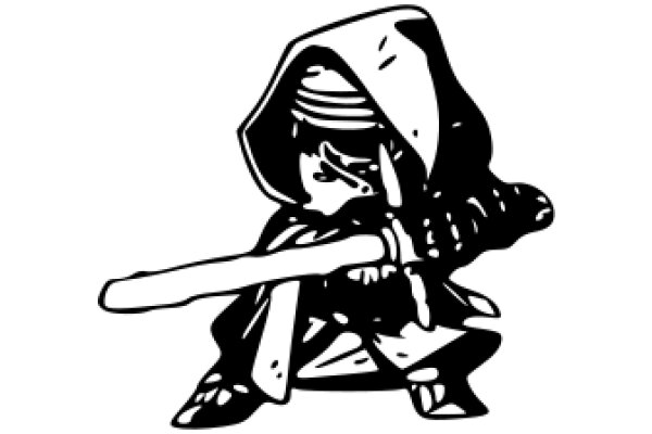 A Mysterious Figure in a Hooded Cloak, Wielding a Sword