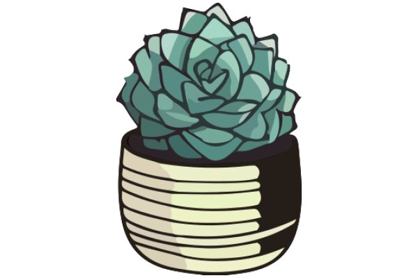 Stylized Illustration of a Cactus in a Pot