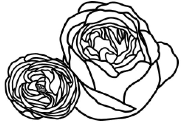 Artistic Line Drawing of Two Roses