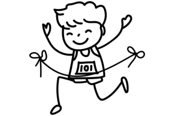 A Joyful Cartoon Character Celebrating a 101 Run