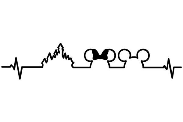 Electrocardiogram with a Heartbeat and a Mountain Silhouette