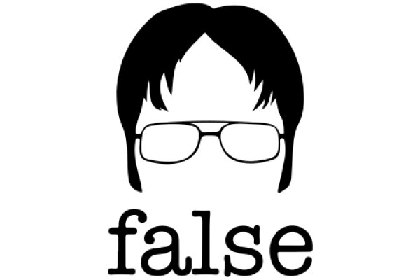 A Silhouette of a Man Wearing Glasses, with the Word 'False' Below