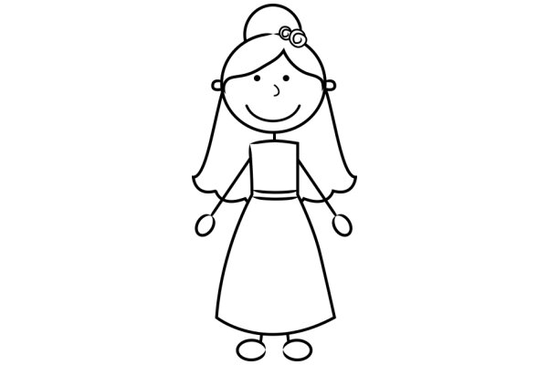 A Simple Line Drawing of a Girl with a Smile