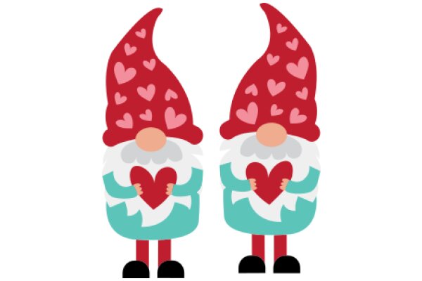 A Pair of Gnome-like Figures Holding Hearts