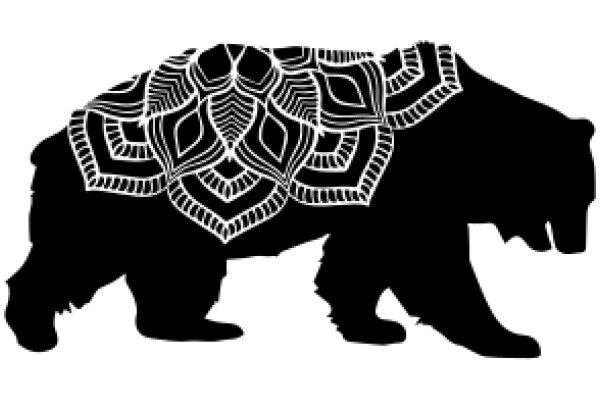 Stylized Black Bear Silhouette with Intricate Design