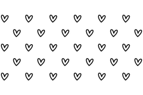 A Pattern of Simple, Black Heart Shapes on a White Background