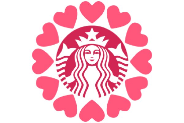 Starbucks Logo Surrounded by Pink Hearts