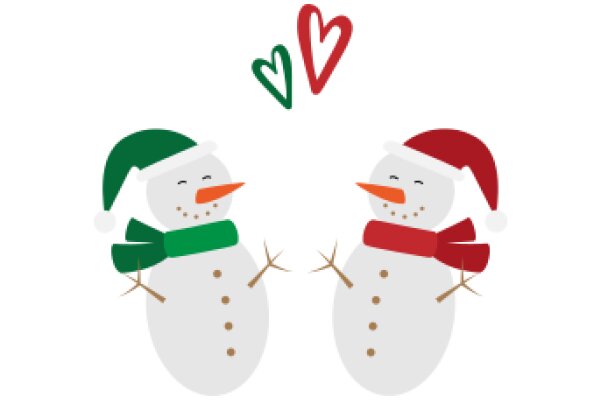 A Festive Holiday Greeting: Two Snowmen Share a Heartfelt Hug