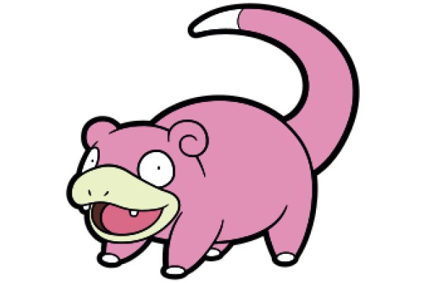 Pink Pokémon Character with Big Smile and Curly Tail