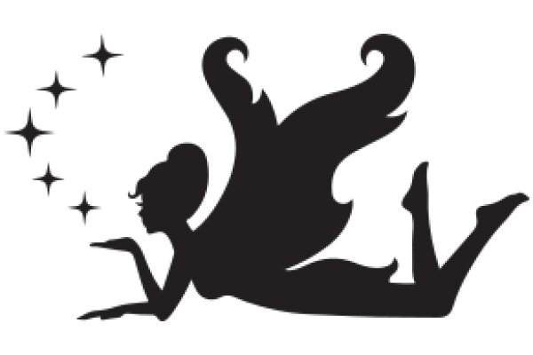 Silhouette of a Winged Figure with Stars in the Background