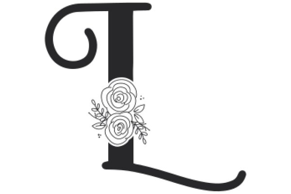 Stylized Letter 'T' with a Flower Accent