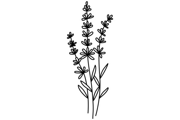 Simplicity in Nature: A Line Drawing of a Flowering Plant