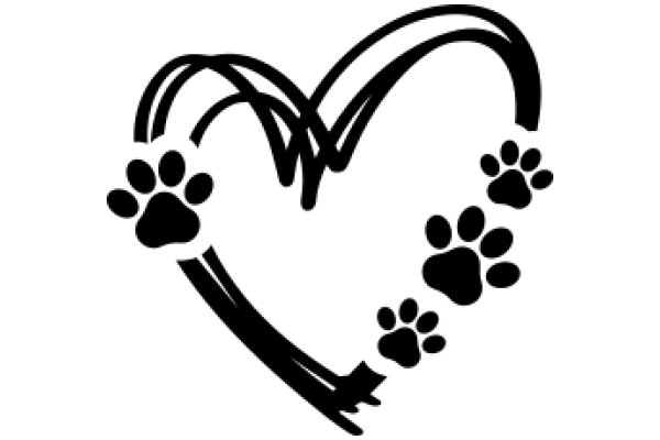 A Playful Illustration of a Heart and Paws