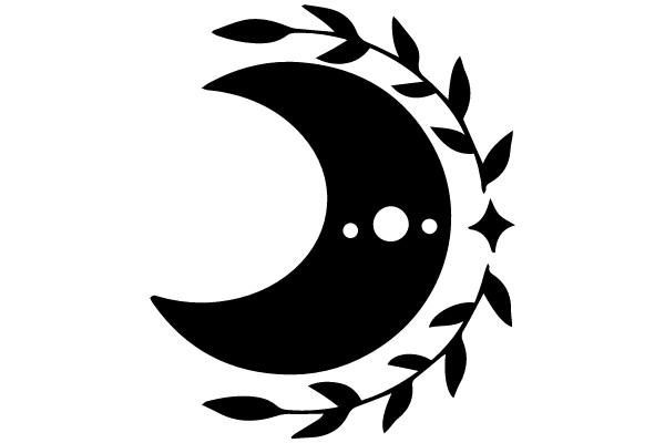 Moon and Leaves Symbol: A Illustration