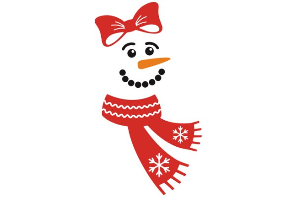 A Festive Holiday Greeting: A Red Scarf and Bow on a Smiling Snowman