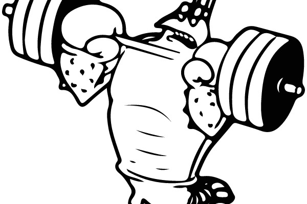 A Muscular Cartoon Character with Dumbbells