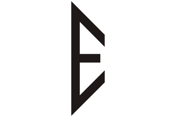 Stylized Black Letter 'E' on a White Background