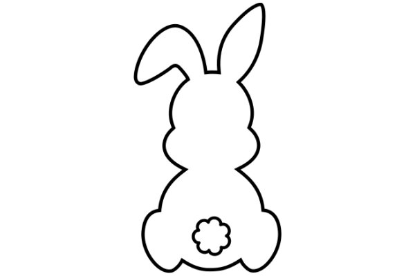 Simplistic Line Drawing of a Bunny with a Flower