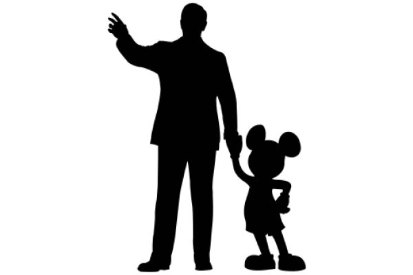 A Silhouette of a Man and a Child, Walking Together