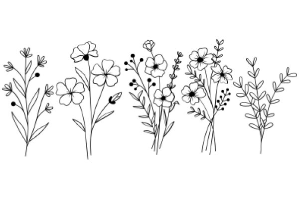 A Line Drawing of a Flower Bouquet